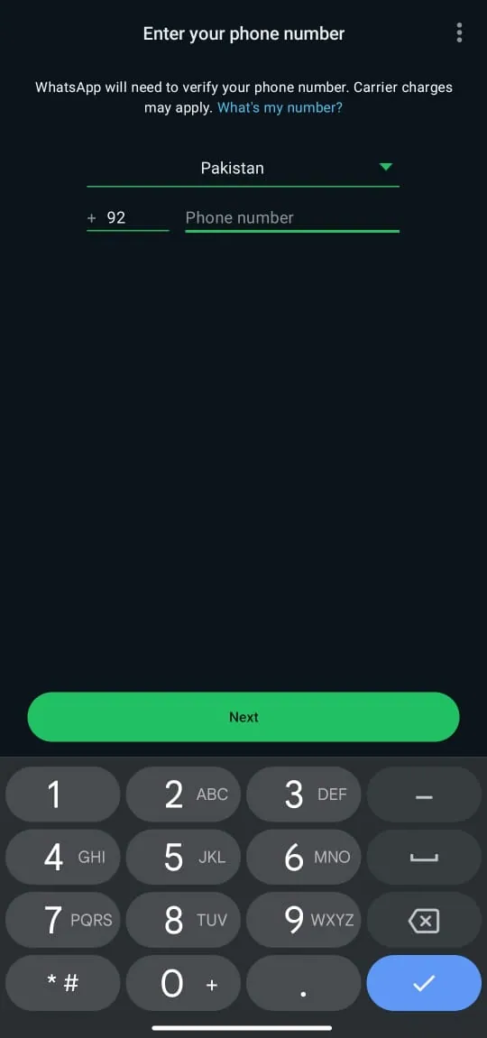 Enter the number in GB WhatsApp Pro