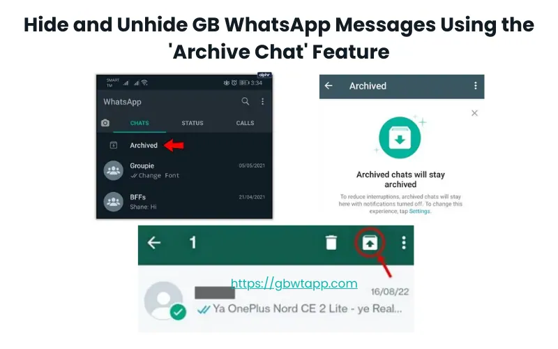 Hide and Unhide GB WhatsApp Messages Using the 'Archive Chat' Feature